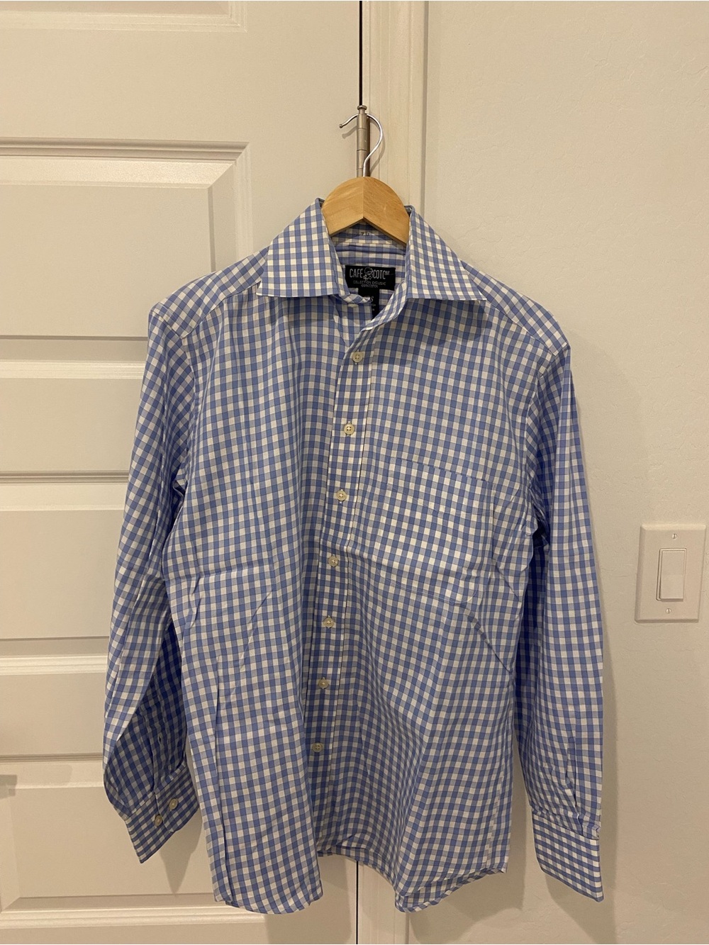 Men's Blue Gingham Dress Shirt by